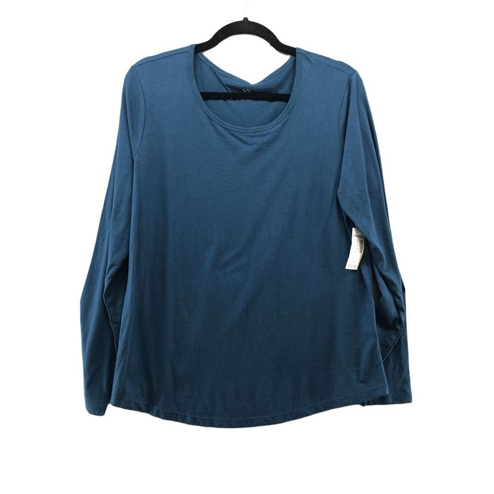 NWT Dress Barn Long‎ Sleeve T Shirt Women L Blue Crewneck Modal Blend Stretch
